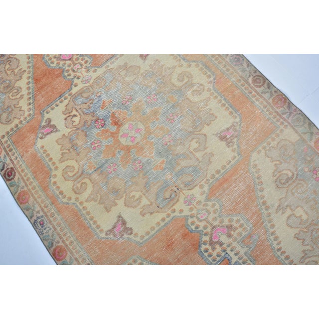 Art Deco Medallion Design Anatolian Orange & Beişge Area Carpet For Sale - Image 3 of 11