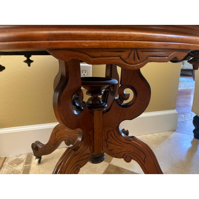 Antique Victorian Walnut Marble Top Table For Sale - Image 10 of 12