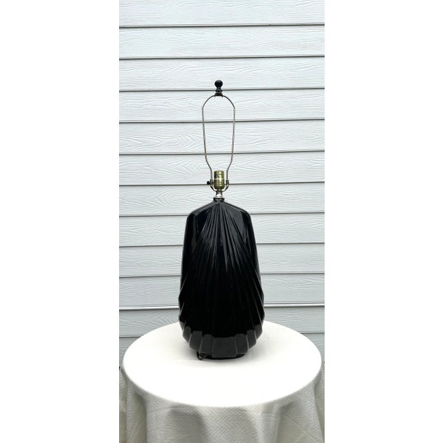 Art Deco Vintage Art Deco Black Ceramic Large Table Lamp For Sale - Image 3 of 12