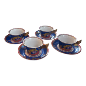 Set of 4 Rosenthal Versace Primavera Tea Cup and Saucers