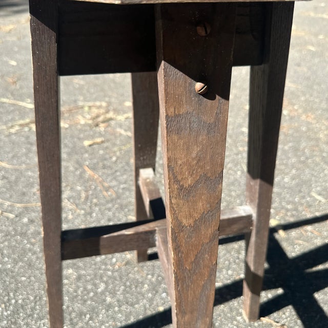 Primitive Octagonal Wooden Stool For Sale - Image 4 of 4