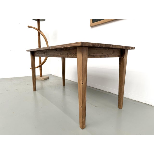 Small Vintage Farmhouse Table with Tapered Legs in Pine, 2010s For Sale - Image 8 of 15
