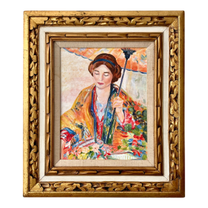 Late 20th Century Woman With a Parasol Modern Impressionist Painting After Richard E. Miller