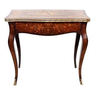 French Marquetry Game Table For Sale