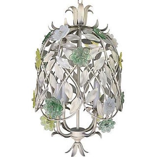1950s Italian Pendant with Murano Flowers For Sale