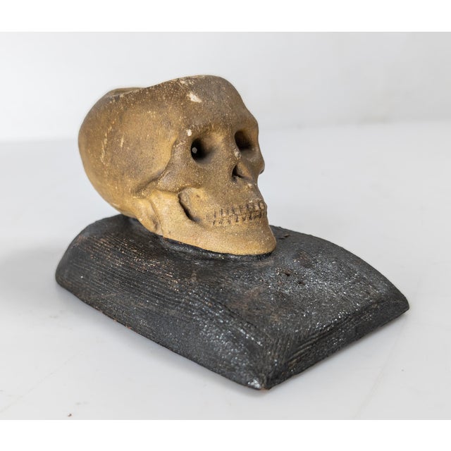 19th Century Folk Art Memento Mori Skull Form Match Holder For Sale - Image 4 of 15