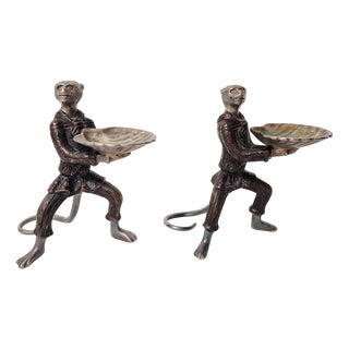 Monkey Butler Candleholders in Bronze, 1890s, Set of 2 For Sale