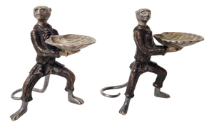Monkey Butler Candleholders in Bronze, 1890s, Set of 2