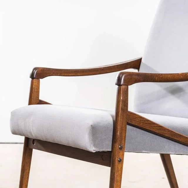 Gray Armchair in Grey Cotton Velvet by Jaroslav Smidek, 1950s For Sale - Image 8 of 9