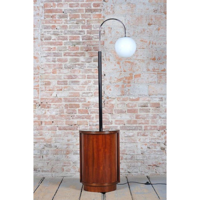 Czech Art Deco Walnut Floor Lamp attributed to J. Halabala for Up Závody, 1920s For Sale - Image 10 of 15