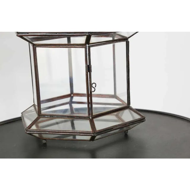 Metal Handcrafted Large Moroccan Clear Glass Candle Lantern For Sale - Image 7 of 13