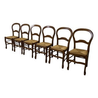 Vintage Straw Chairs, 1950s, Set of 6 For Sale