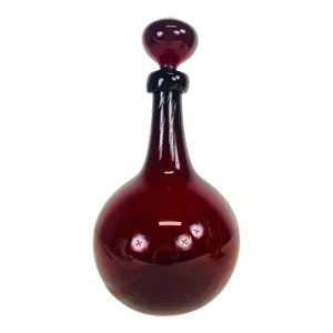 Mid Century Vintage Large Handblown Ruby Red Jar With Stopper by Blenko