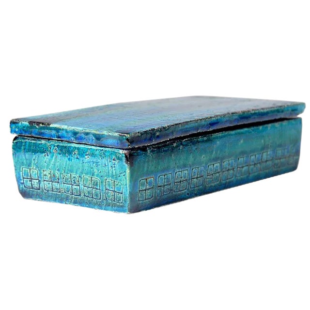 Rimini Blue and Green Bitossi Ceramic Lidded Box, 1960s For Sale