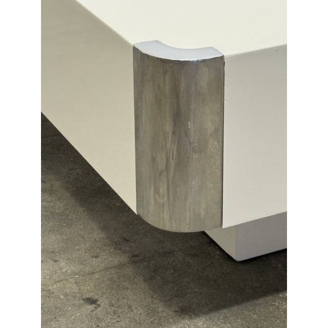 White White Lacquer Coffee Table Attributed to Willy Rizzo For Sale - Image 8 of 8