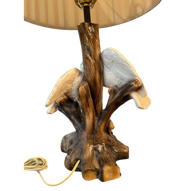 Vintage 1983 Creative Decor Ceramic Bird Table Lamp, Sculptural Lovebirds & Tree For Sale In Portland, ME - Image 6 of 8