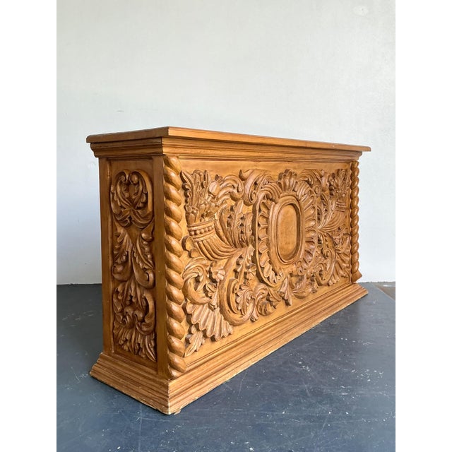 Vintage Ornate Wood Carved Dry Bar For Sale - Image 13 of 17