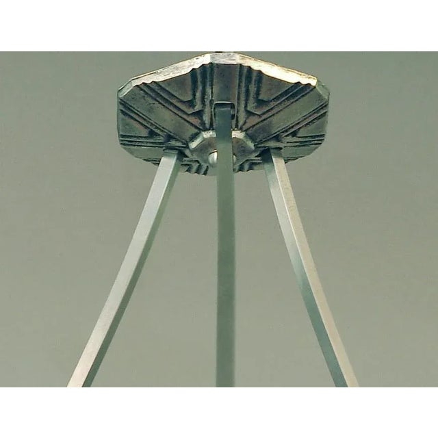 1930s 1930s Large French Modernist Peach Glass Lighting Bowl, Brushed Nickel Mountings For Sale - Image 5 of 5