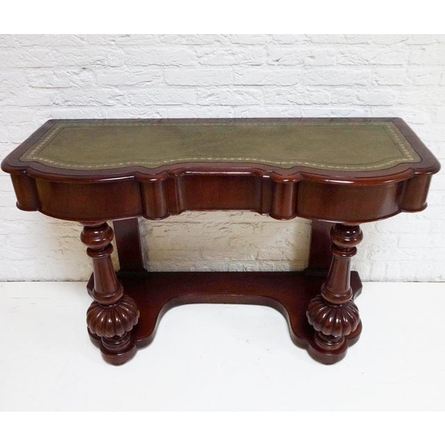 Mahogany Console Table with Leather Inlay Top and Drawer, 1870s For Sale - Image 5 of 16