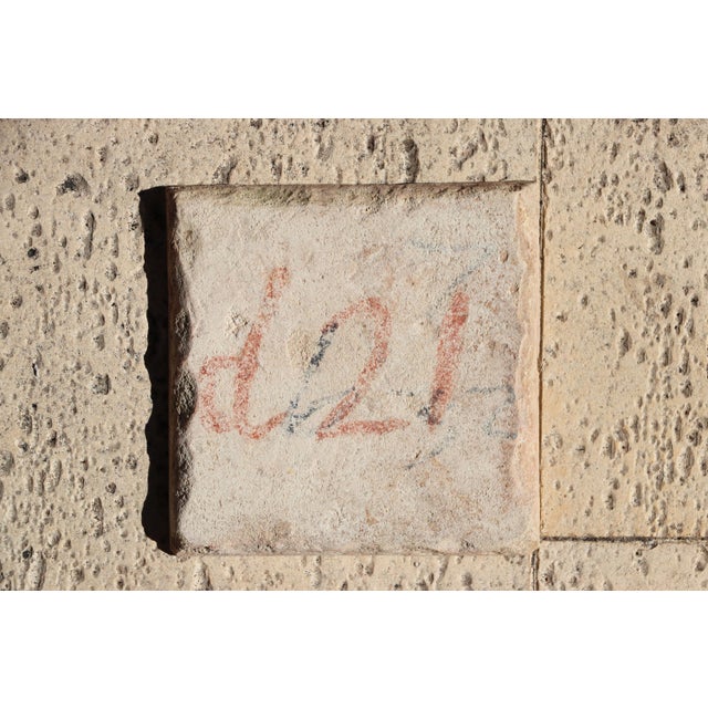 Blue Antique 18th Century Blue and White Portuguese Tile Depicting a Foot on a Rocaille Ribbon For Sale - Image 8 of 9