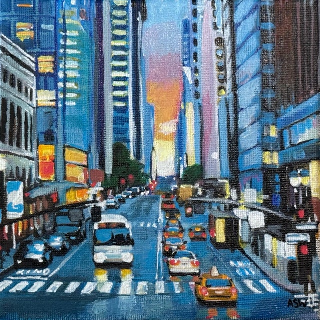 Contemporary Angela Wakefield, Miniature Painting of New York City Street Scene by British Cityscape Artist, 2024 For Sale - Image 3 of 6