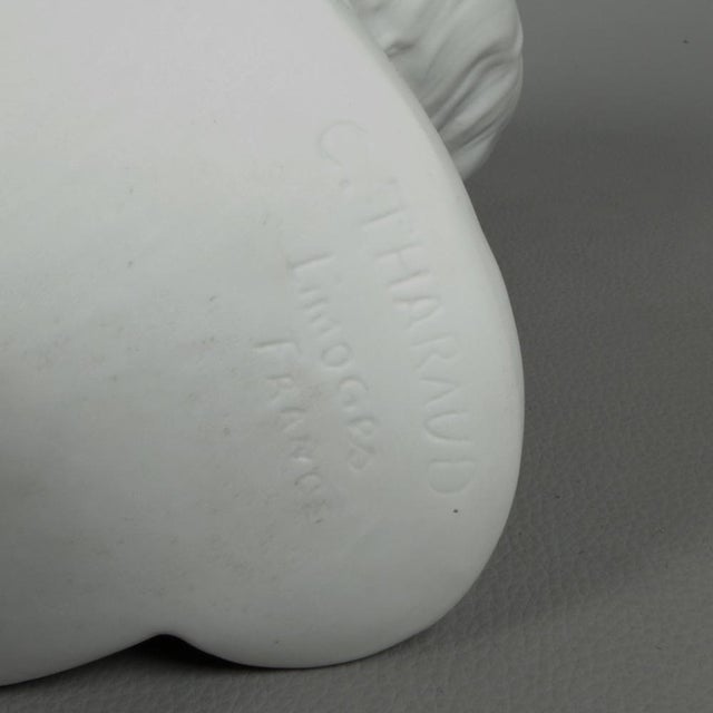 Sculpture Bust of a Child in Biscuit Porcelain from C. Tharaud, Limoges, 20th Century For Sale - Image 9 of 12