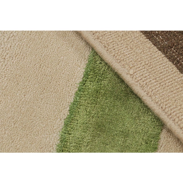Textile Rug & Kilim’s Modern Bauhaus Geometric Beige Brown Blue and Green Wool Custom Rug For Sale - Image 7 of 7