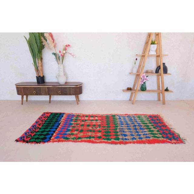 Tribal 1990’s Moroccan Tribal Colorful Boujaad Rug - 7.9 X 3.25 Ft For Sale - Image 3 of 10