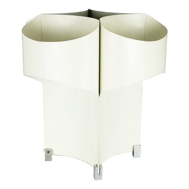 Mid-Century Italian Chrome-Plated and White Painted Metal Table Lamp, 1960s For Sale