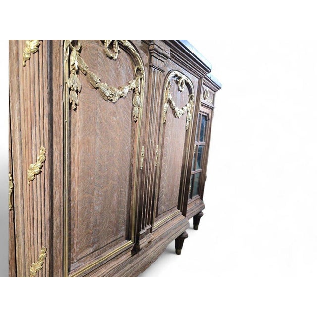 Large Oak Sideboard with Gilt Bronze and Marble, 1860 For Sale - Image 6 of 13