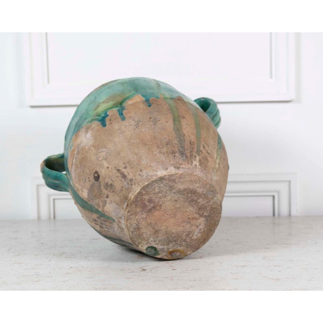 Turquoise French 19th Century Turquoise and Green Glaze Confit Pot For Sale - Image 8 of 8