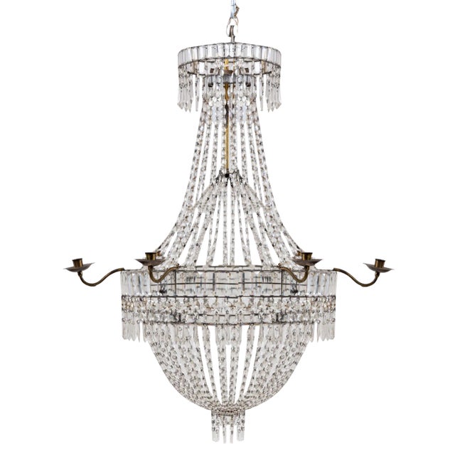 Large Basket Chandelier Candleholder, Early 19th Century For Sale