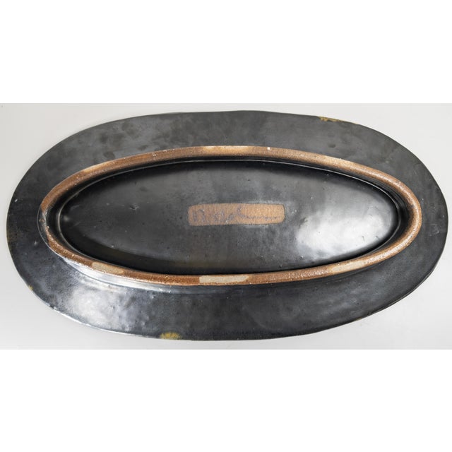 Mid-Century Modern Studio Art Pottery Tray With Abstract Design, Signed Illegibly For Sale - Image 11 of 14