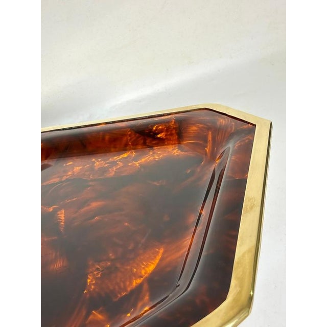 Brass and Faux Tortoiseshell Effect Tray, France, 1970s For Sale - Image 9 of 15