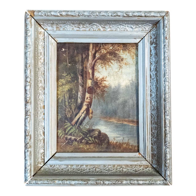 19th Century American Hudson River School Painting of Birch Tree Attributed to Julie Hart Beers For Sale