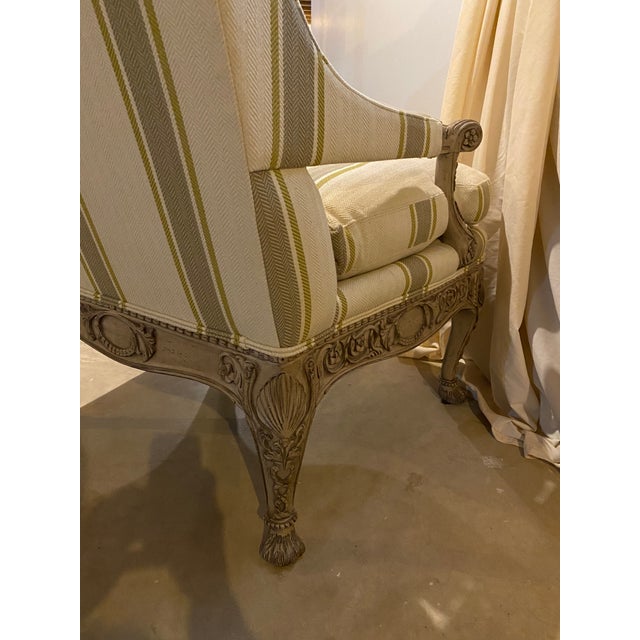 Textile Sherrill Striped Wood Frame Chair For Sale - Image 7 of 9