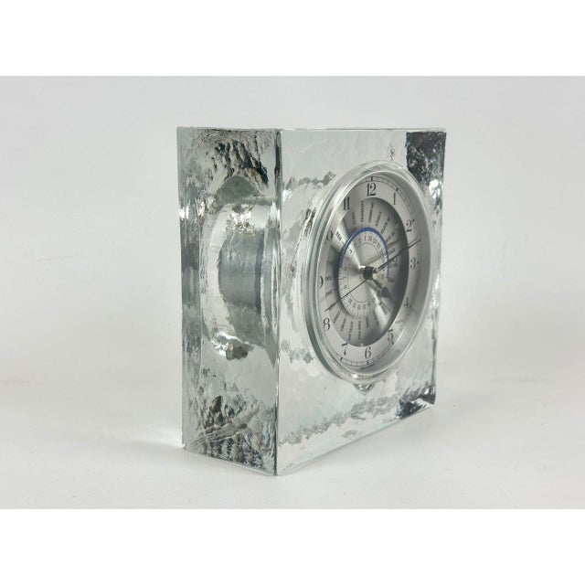 Postmodern Postmodern Crystal World Time Table Clock by Rastal for Wiesenthal, 1980s For Sale - Image 3 of 13