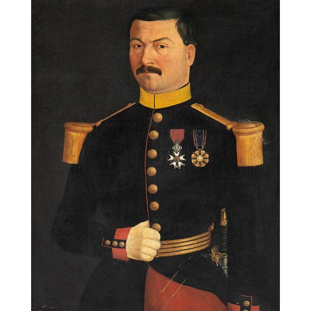 Portrait of a French Army Officer with a Great Moustache, 1860s, Oil Painting on Canvas, Framed For Sale - Image 4 of 13