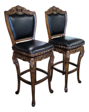 Pair of French Rococo Revival 360° Swivel Bar Stools