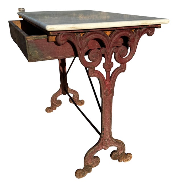 Antique French Cast Iron and Marble Bistro Table, 1900s For Sale - Image 4 of 18