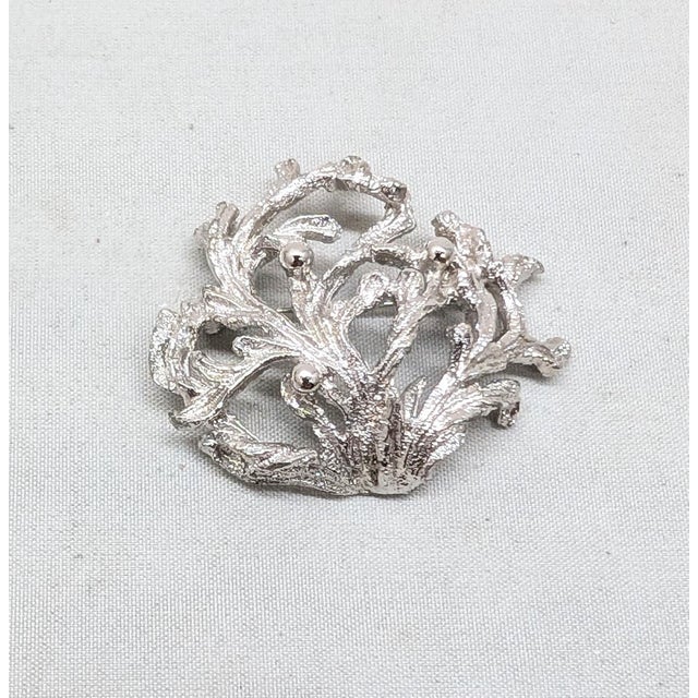 Metal Vintage 1970s Signed Napier Rhodium Plated "Coral" Brooch For Sale - Image 7 of 7