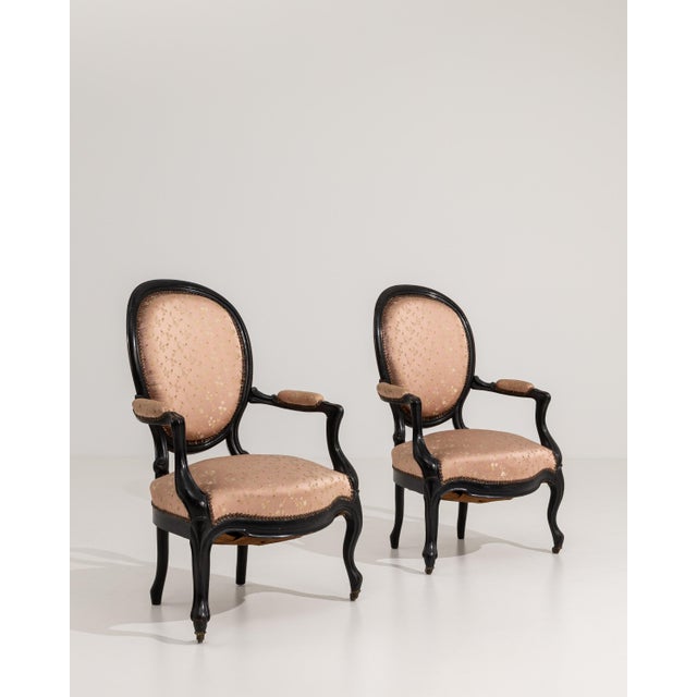 Pair of 19th Century French Louis Philippe Upholstered Armchairs Blush For Sale - Image 16 of 16