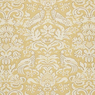 Schumacher Aldwyn Damask Fabric in Buttercup For Sale