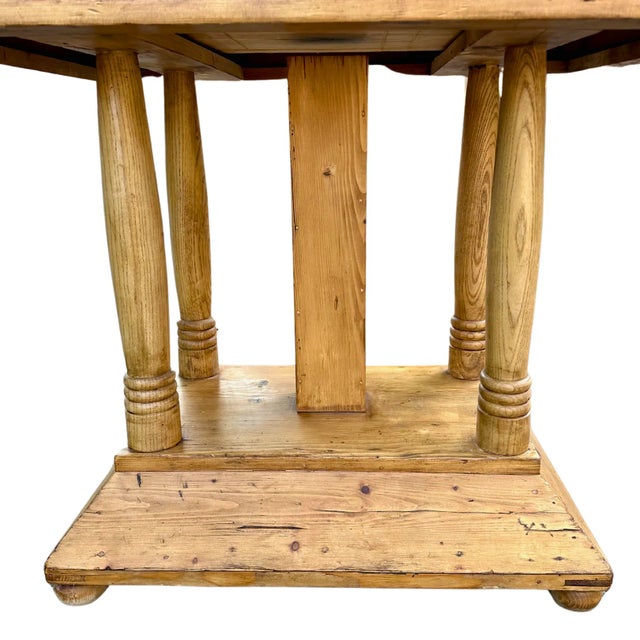 Beige Antique English 19th Century White Pine Parlor Table For Sale - Image 8 of 10