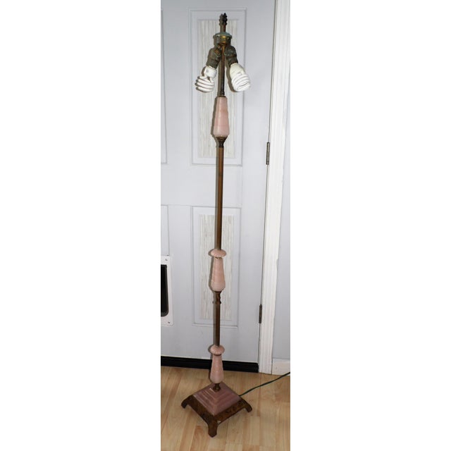 Vintage Art Deco Pink Agate Glass Floor Lamp For Sale - Image 11 of 12