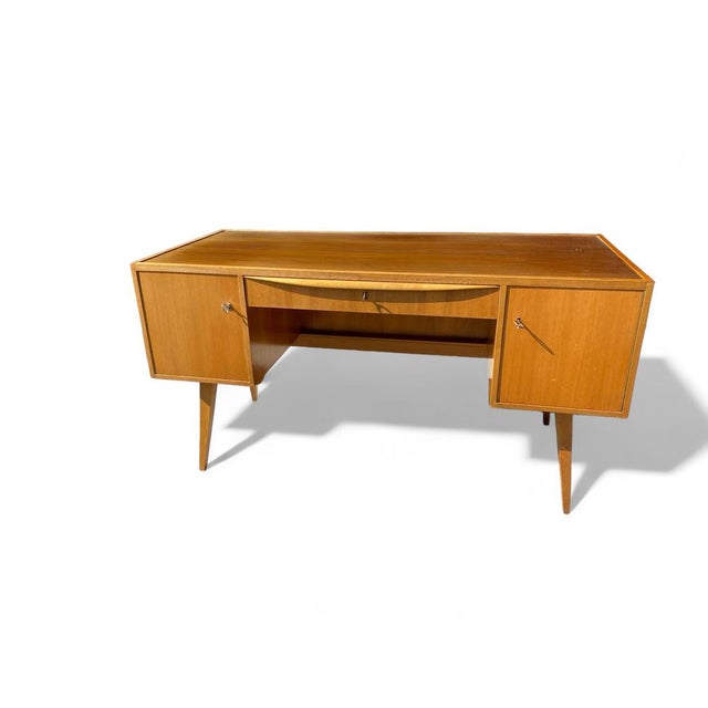 Mid-Century Modern Walnut Veneer Desk attributed to Franz Ehrlich, 1950s For Sale - Image 3 of 18