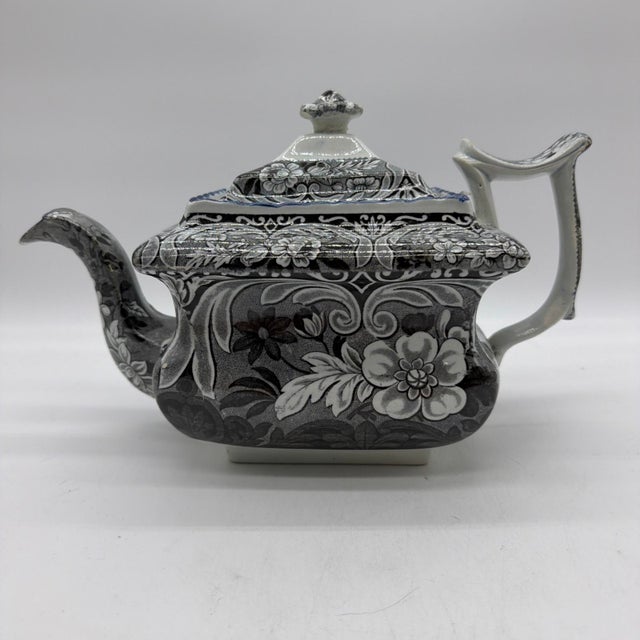 Antique Salopian-Type Black Transferware Teapot, Staffordshire, Circa 1820s For Sale - Image 16 of 18