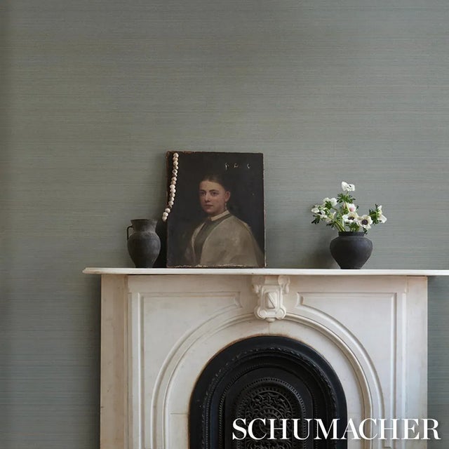 2020s Schumacher Musa Abaca Wallpaper In Sky Blue For Sale - Image 5 of 7