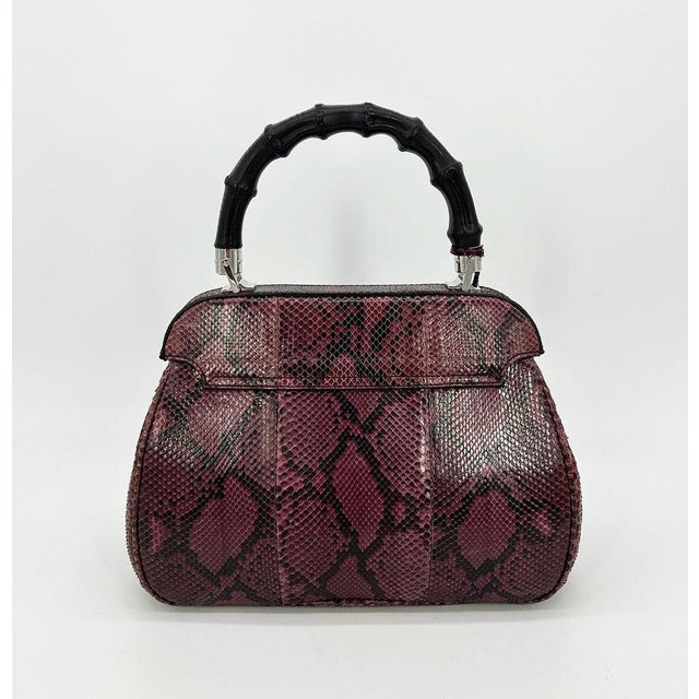 Gucci Gucci Purple Python Lady Lock Bag with Bamboo Handle For Sale - Image 4 of 11
