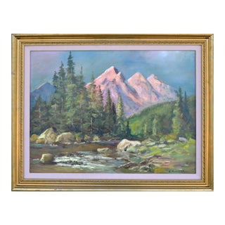 Mid Century Three Sisters Peaks - Majestic Oregon Landscape by N. Mueller For Sale
